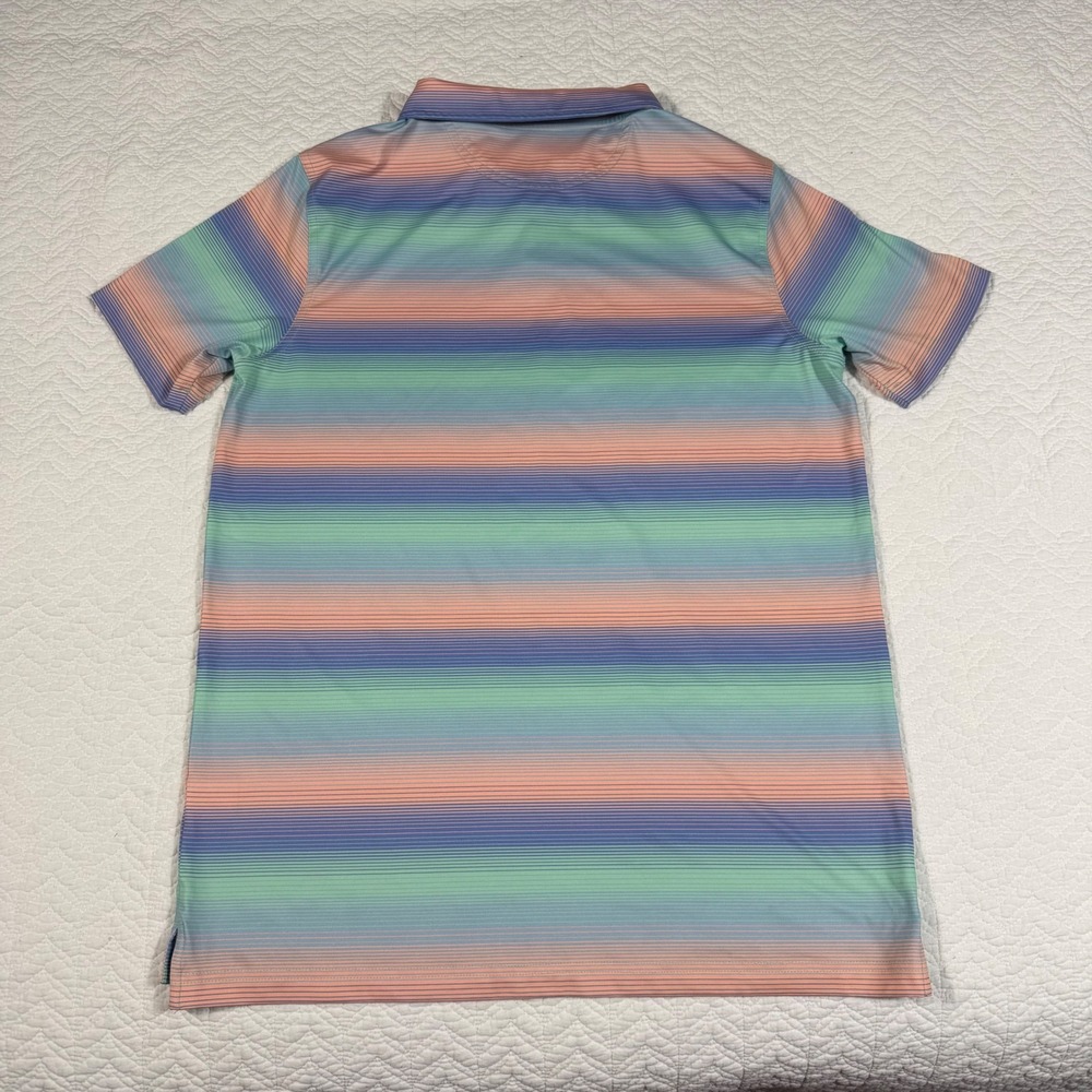 Chubbies Polo Shirt Youth YXL Multi Color Sunset Stripe Performance Stretch EUC - Picture 4 of 9